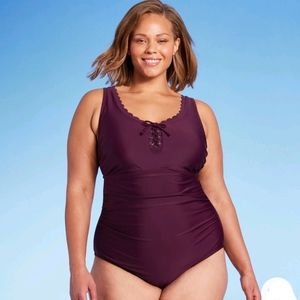 Grommed Scallop Full Coverage one piece swimsuit kona Sol